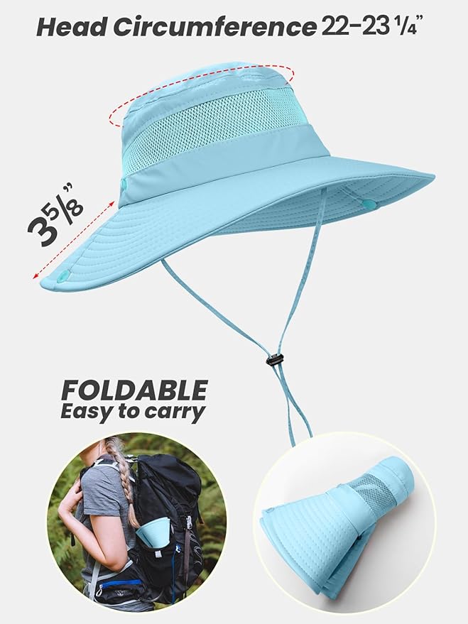 EW EastWater Beach Sun Bucket Hats for Women,UV Protection High Ponytail Hole UPF 50+ Waterproof for Hiking Safari Fishing