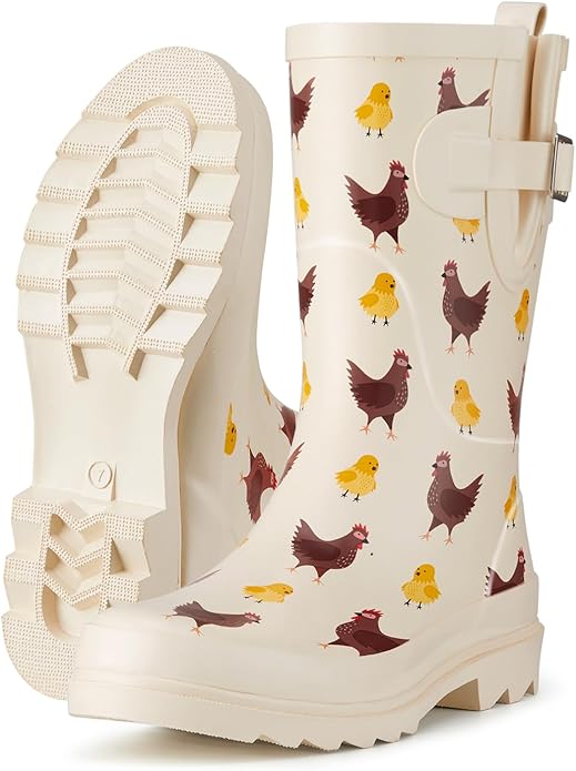 HISEA Rubber Rain Boots for Women Waterproof Garden Mud Boots