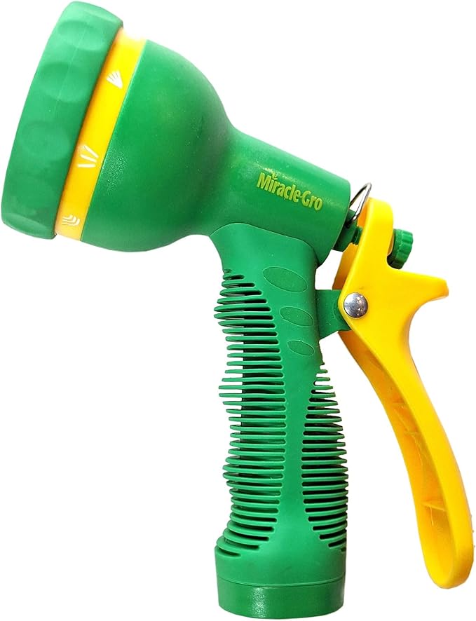 Miracle-Gro 9-Pattern Garden Hose Nozzle – Heavy-Duty, High-Pressure Hose Nozzle with Ergonomic Grip and Adjustable Spray Settings for Gardening, Cleaning, and Outdoor Use