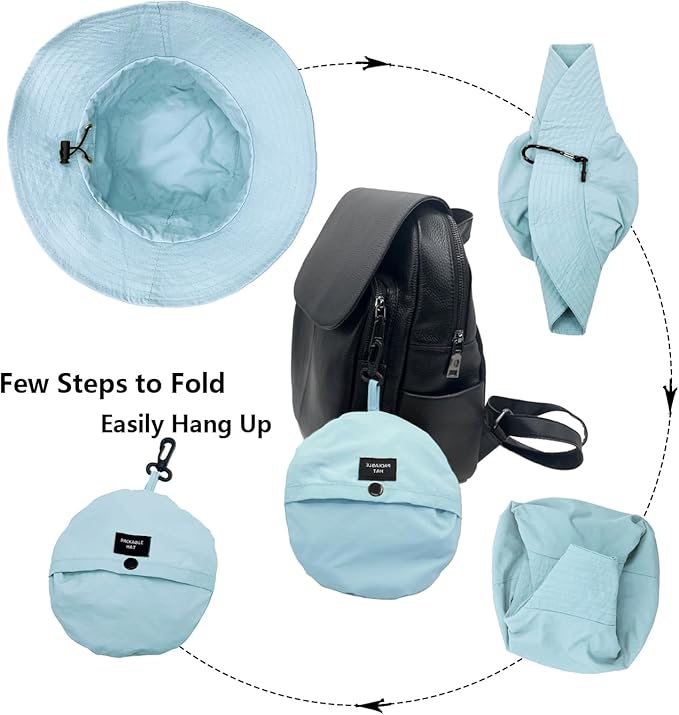 woogwin Waterproof Bucket Rain Hat with Chin Strap Quick Dry Packable Boonie Sun Hat Safari Hat UV Protection