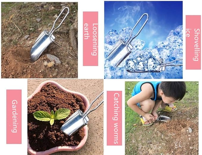 Toasis Garden Trowel Mini Outdoor Foldable Hand Shovel (Silver & Black-2pcs)