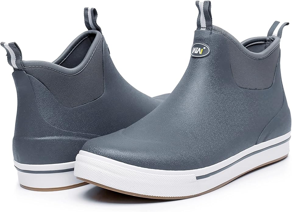 WTW Unisex Rain Boots for Men and Women Waterproof Rubber Fishing Deck Boots Neoprene Boots Slip on Ankle Garden Shoes