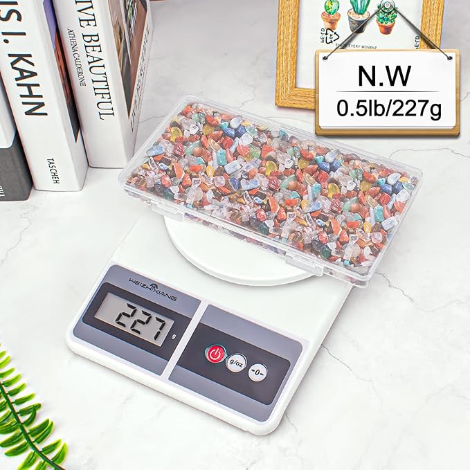 0.5 Lb/230g Chakra Crystal Chips Bulk Quartz Rocks, Natural Tumbled Healing Crystal Chips Crushed Stones Irregular Shaped for Aquarium, Vase Fillers, Succulent Plants Decor - 5-7mm