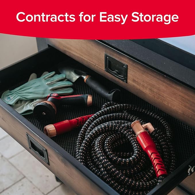 Pocket Hose Copper Head UV w/Pocket Pivot, Expandable Garden Hose 50 FT w/10 Pattern Thumb Sprayer AS-SEEN-ON-TV 650psi 3/4in Ultra-Light Solid Copper Anodized Aluminum Fittings No-Kink No-Lead