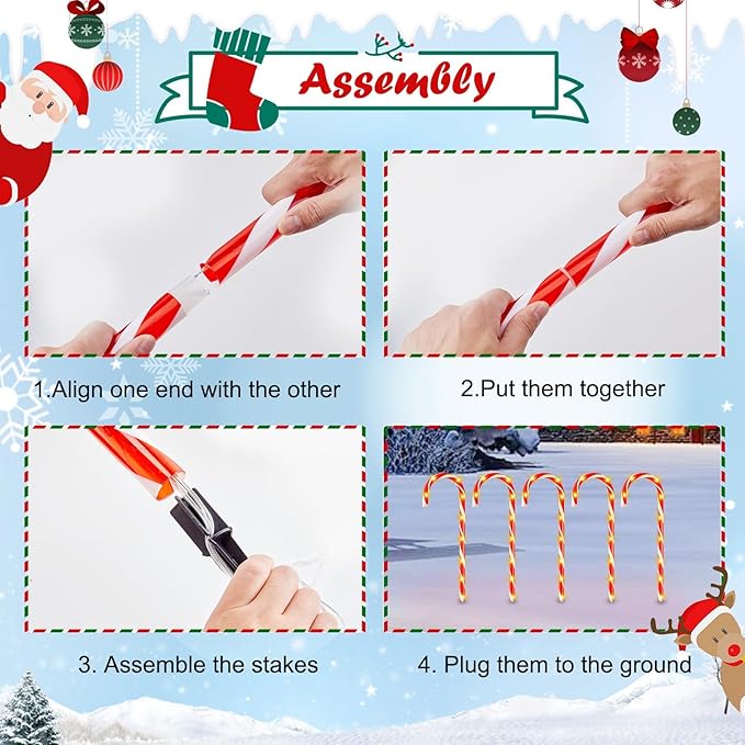 Brightown 35" Candy Cane Lights Outdoor Pathway, 2 Sets Total 20 Jumbo Candy Cane Pathway Lights, 8 Modes Outdoor Candy Cane Decorations Christmas Pathway Lights Yard Lawn Driveway Walkway Sidewalk