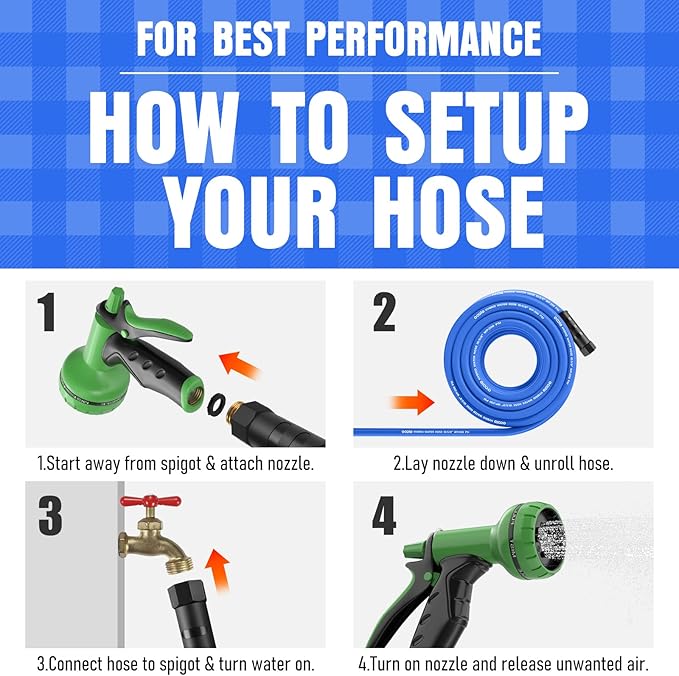 Heavy Duty Garden Hose 75 ft, Non-Expanding Flexible Water Hose, Kink Resistant Lightweight Hybrid Hose, Leakproof Hose Male to Female Fittings