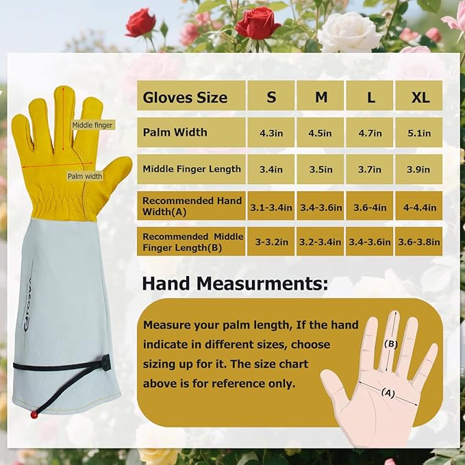 Gardening Gloves Thorn Proof for Rose Pruning & Cactus Trimming, Long Leather Garden Gloves for Women & Men (XL)
