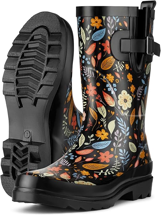 HISEA Rubber Rain Boots for Women Waterproof Garden Mud Boots