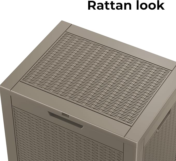 Resin Deck Box - 31 Gallon Lockable Outdoor Storage, Water-Resistant Indoor/Outdoor Bin for Package Delivery, Patio Cushions, Gardening Tools