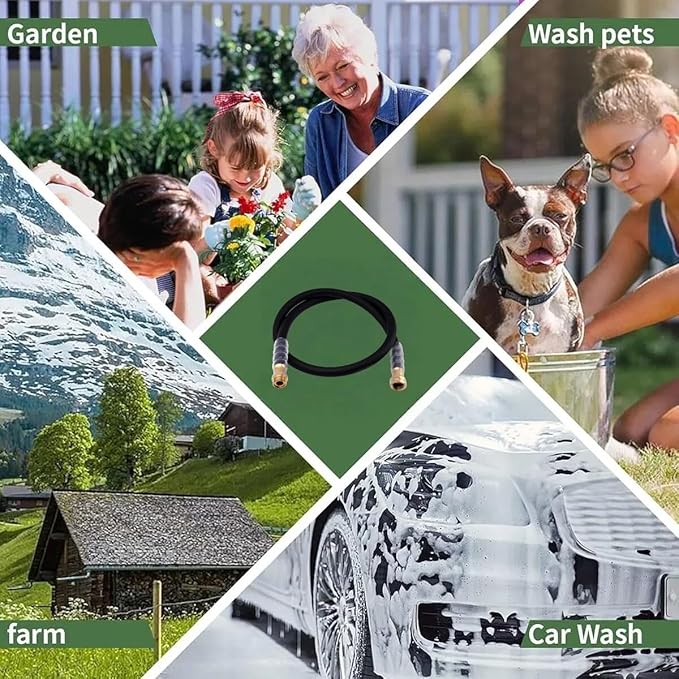 Leader Garden Hose 5ft x 5/8", 300PSI Working, 1000PSI Burst, Heavy Duty Short Water Hose, Hot/Cold Water, Five Layered Braiding for Durability (Black)