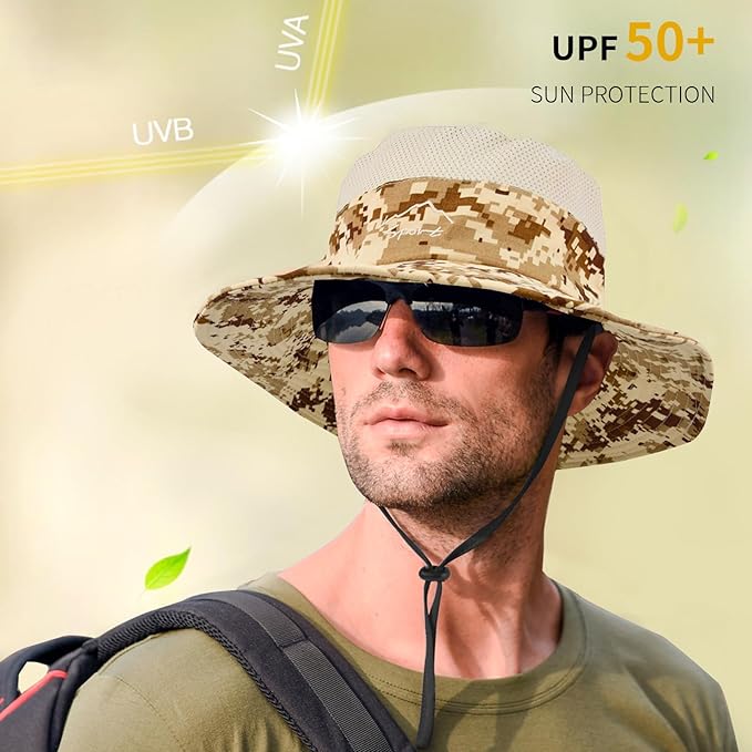 Sun Hats for Men Women Fishing Hat UPF 50+ Breathable Wide Brim Summer UV Protection Hat