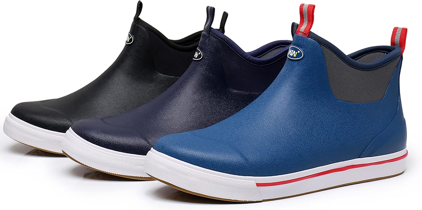 WTW Unisex Rain Boots for Men and Women Waterproof Rubber Fishing Deck Boots Neoprene Boots Slip on Ankle Garden Shoes