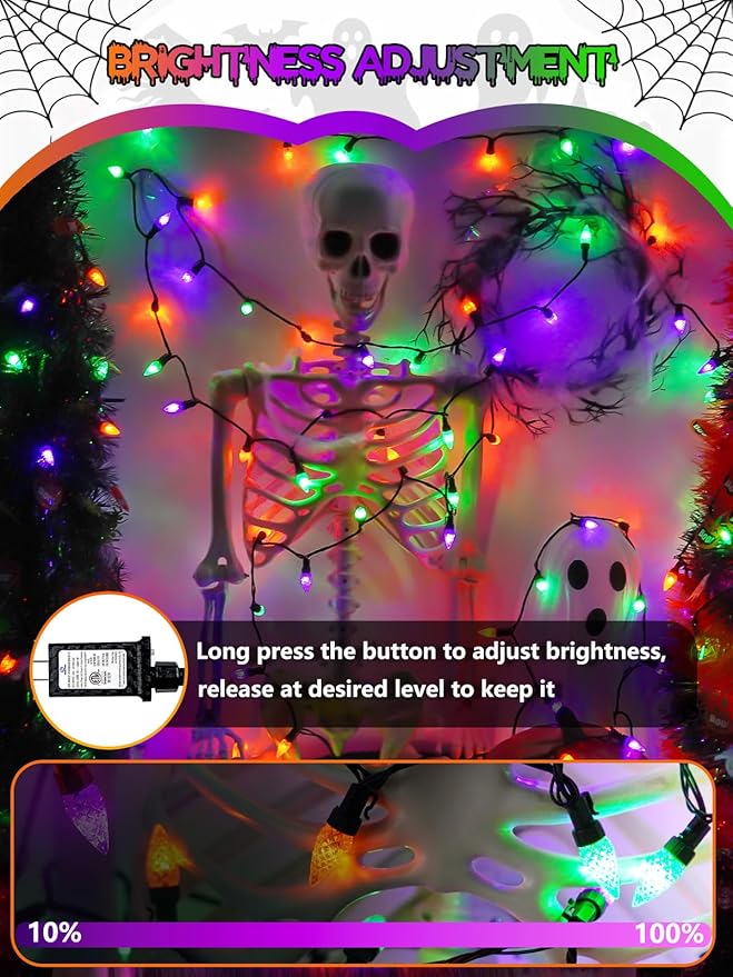 240 LED 78FT C6 Halloween String Lights, Super Long Halloween Lights Outdoor Indoor with 13 Modes & Timer, Waterproof Fairy Twinkle Light Plug in for Tree Horror Party Decor (Orange Purple and Green)