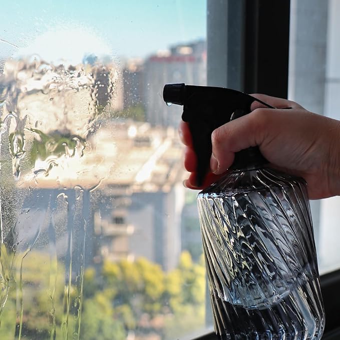 OFFIDIX Fine Mist Plant Mister,Handheld Pressure Glass Spray Bottles,0.45L/15.22oz Watering Can with Adjustable Nozzle for Outdoor Indoor Gardening and Cleaning Work(Diagonal Gray)