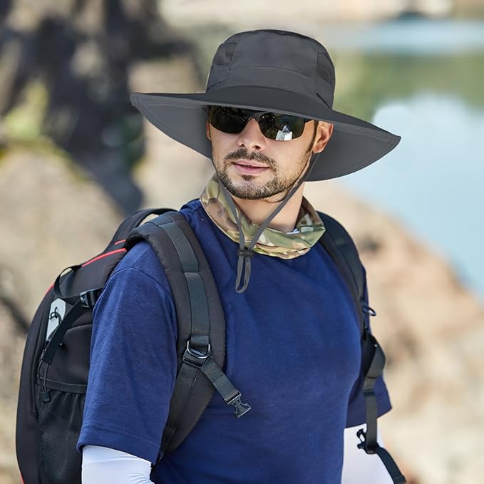 Sun Hat for Men/Women, UPF 50+ Fishing Hat,Waterproof Wide Brim Bucket Hat Foldable Boonie Hat for Hiking Garden Safari Beach