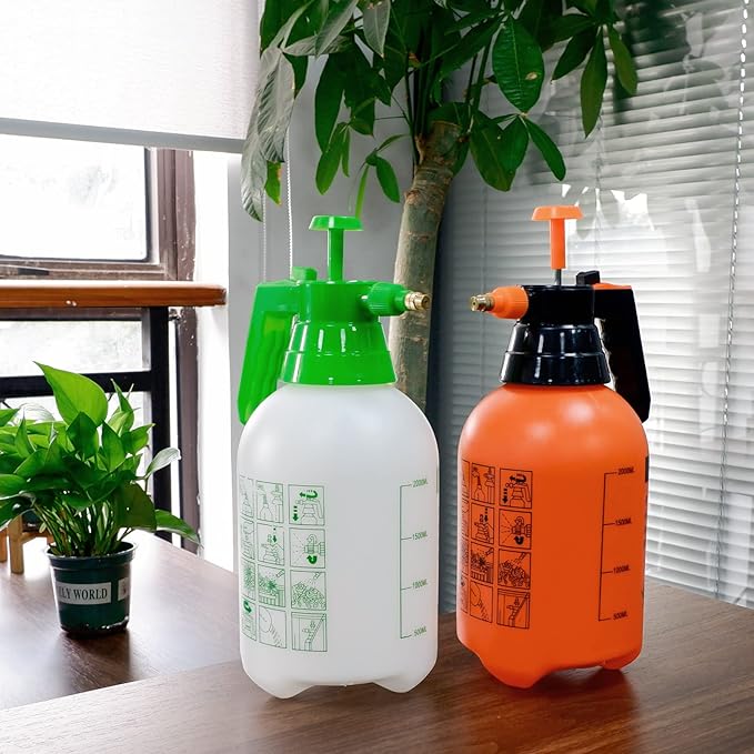 68oz Garden Pump Sprayer, 2L Hand Pressure Sprayer Bottle, 0.5 Gal Lawn Adjustable Sprayer for Plant Mister Spraying Weeds Home Cleaning Watering (Green)