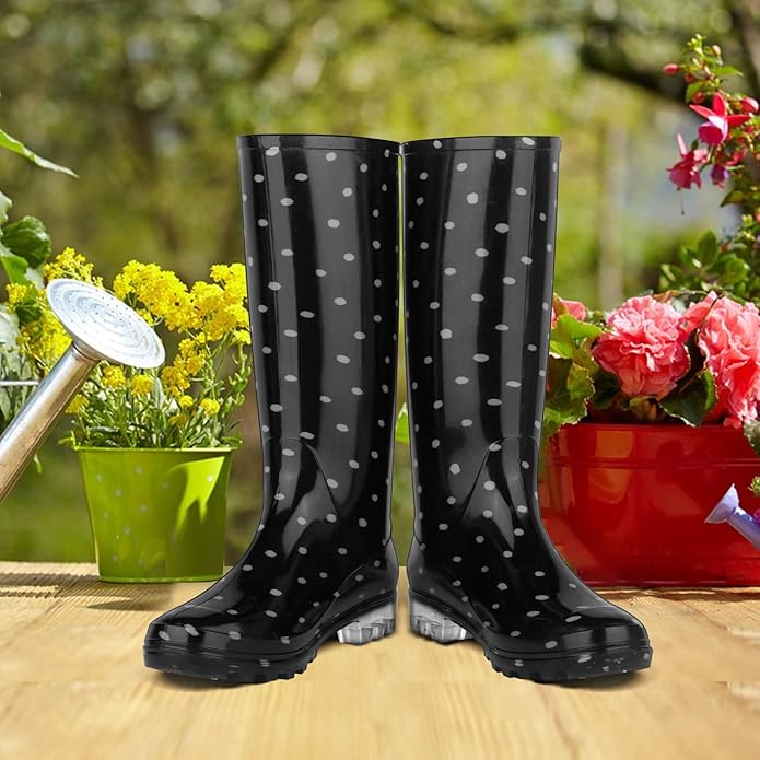 DaeRainy Tall Rain Boots for Women, Knee High Waterproof Slip On Garden Boots