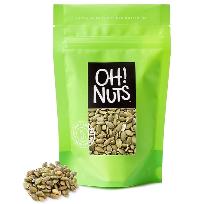 Oh! Nuts Pumpkin Seeds - Roasted Salted - 2 lb - No Shell Pepitas - Packed in New York Zip-Seal Bag for Exceptional Freshness