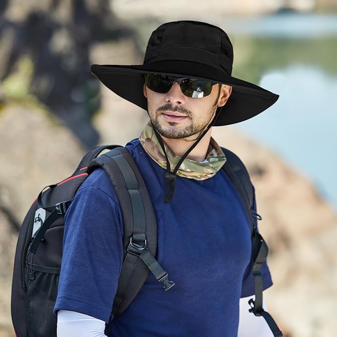 Sun Hat for Men/Women, UPF 50+ Fishing Hat,Waterproof Wide Brim Bucket Hat Foldable Boonie Hat for Hiking Garden Safari Beach