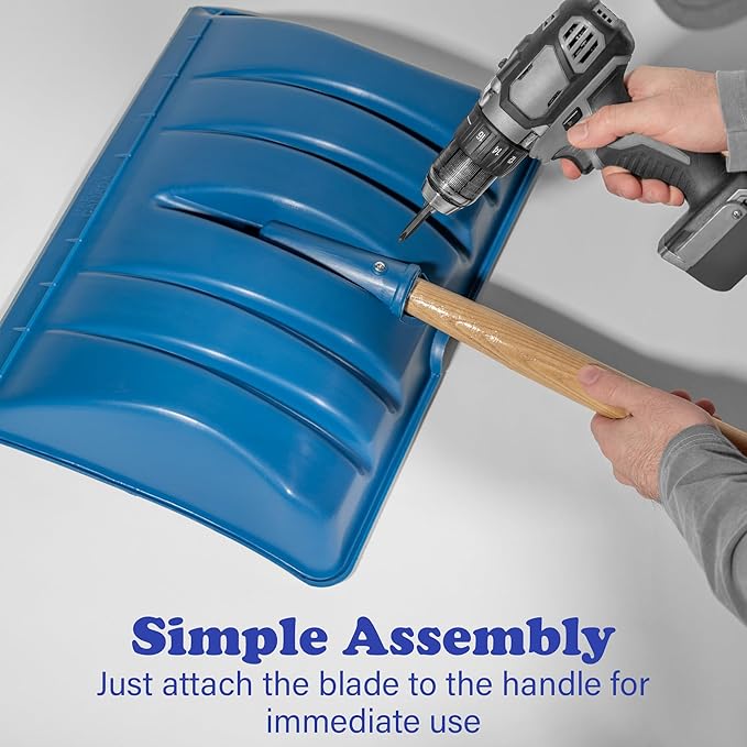 Farm-TUFF Heavy Duty Multi-Purpose Shovel - Snow, Barn, Grain, Industrial Use - Large Non-Stick Blade & Ash Hardwood D-Grip Handle - Durable & Lightweight Utility Scoop - Blue, 18in