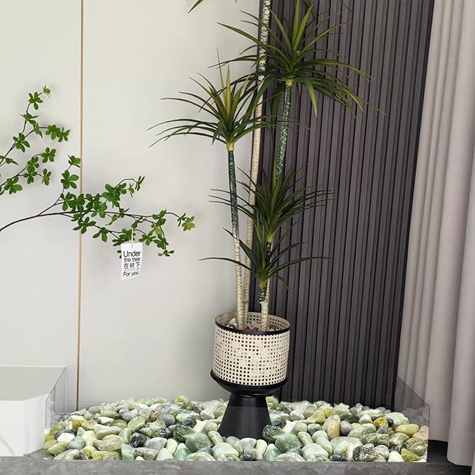 40 lbs Jade River Rocks for Garden, 1-2 Inch Polished Stones, Decorative Pebbles for Plants Outdoor, Vases, Backyard, Craft and Landscaping