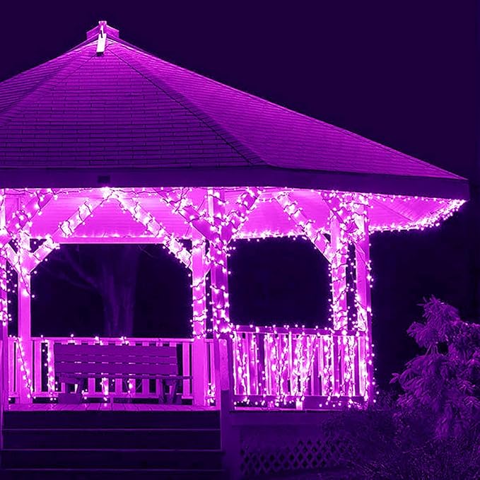 kemooie 500 LED Outdoor Fairy String Lights, 164 FT 8 Lighting Mode Plug in String Waterproof Light, for Outdoor Birthday Christmas Wedding Party Garden Balcony Decor (Purple)