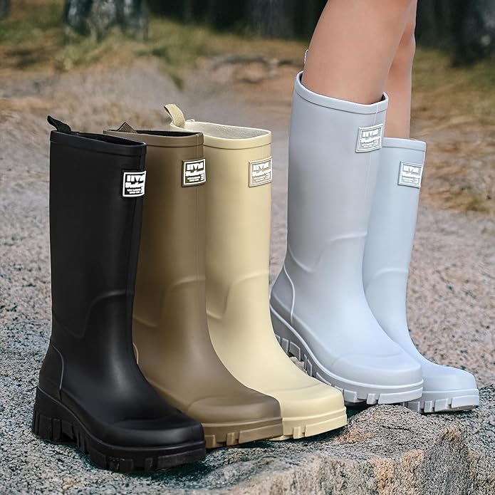 Nutropa Waterproof Mid Calf Women Rain Boots Lightweight Comfortable Wide Calf Garden Shoes