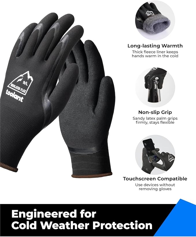 toolant Winter Work Gloves for Men & Women, Freezer Gloves with Super Durable & Grip, Insulated Liner for Cold Weather
