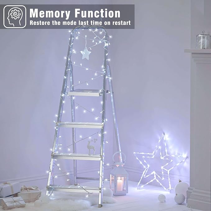 100FT 300 LED Christmas Lights Outdoor, Plug in Christmas String Lights Indoor, Waterproof & 8 Modes & Timer Function, Connectable Fairy Twinkle Light for Bedroom Patio Wedding Party Decor, White