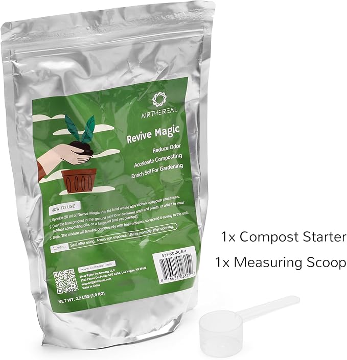 Airthereal Revive Magic Fertilizer Compost Starter, Easy Plant Care Compost Accelerator for Kitchen Composter - Compost Food Waste Quickly and Easily with Low Odor