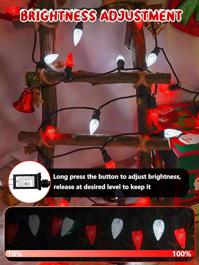 240 LED 78FT C6 Christmas String Lights, Super Long Christmas Lights Outdoor Indoor with 13 Modes & Timer, Waterproof Fairy Twinkle Light Plug in for Tree Garden Party Xmas Decorations (Red & White)