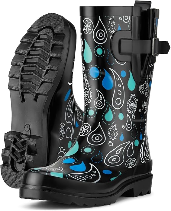 HISEA Rubber Rain Boots for Women Waterproof Garden Mud Boots