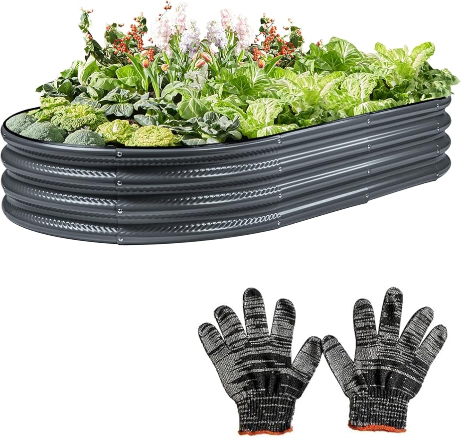 Raised Garden Bed, Galvanized Planter Raised Beds for Outdoor,Vegetables, Flowers & Herbs, Heavy-Duty Metal Raised Garden Beds Outdoor, Rust-Resistant & Easy Assembly (Grey, 4x2x1 ft)