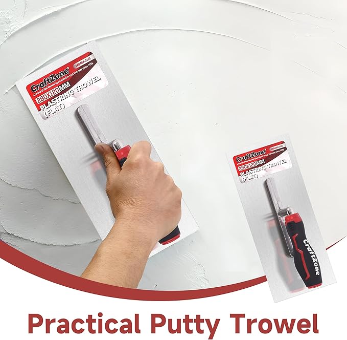 4 Pieces Concrete & Trowel Masonry Set - High Carbon Steel Plastering | Bricklaying Tools for Drywall Asphalt - Includes Flat & Notched Trowels & 7"/9" Brick Trowels with Soft Grip Handle