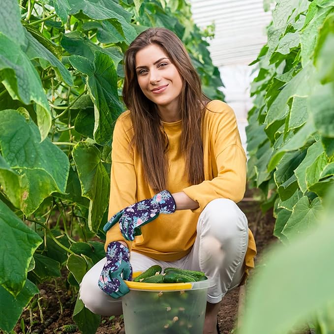 Womens Gardening Weeding Working Gloves, Leather Garden Glove for Women Thorn Proof No Stab for Digging, Planting,Pruning