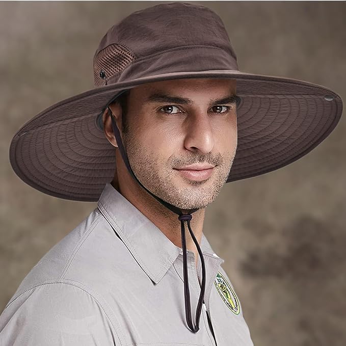 Wide Brim Fishing Sun Hat for Men Women, UPF 50+ Waterproof Bucket Boonie Hat Hiking Camping Safari Garden Beach