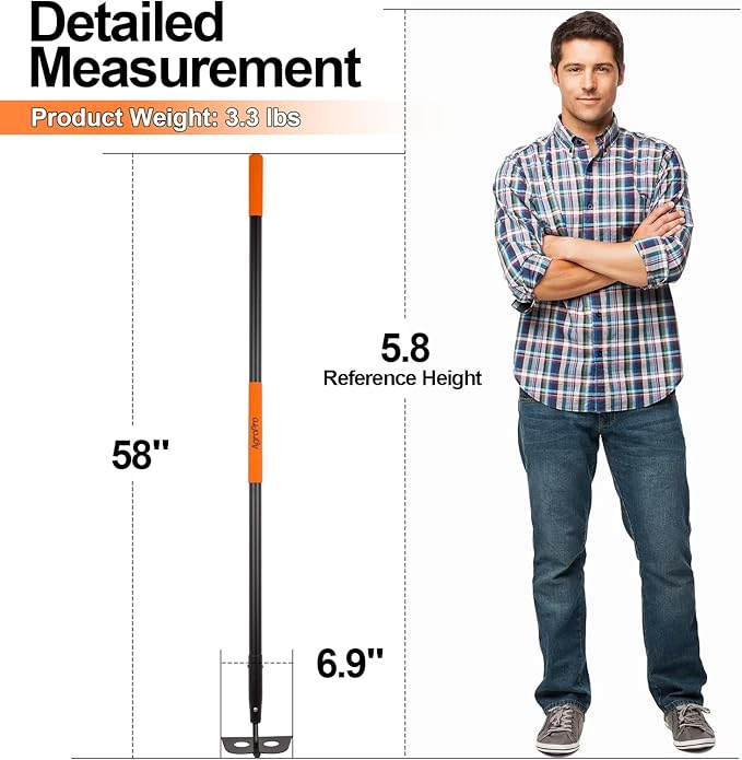 Garden Hoe for Weeding, Heavy Duty Hoe Garden Tool Long Handle, 58 Inches