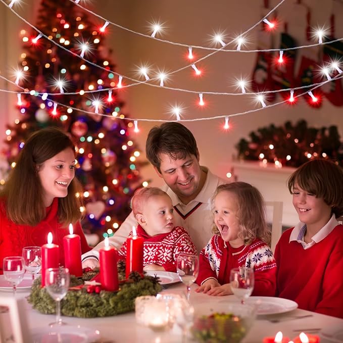 165FT 500 LED Christmas Lights, Plug in Christmas String Lights with Waterproof, 8 Modes Twinkle Fairy Lights for Xmas Garden Tree Holiday Decorations, Red White