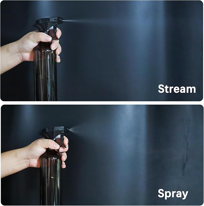 OFFIDIX Glass Spray Bottles for Cleaning,16 OZ 2 Pack Continuous Empty Water Mister Spray Bottles for Hair,Plants Mister,Adjustable Nozzle,Amber