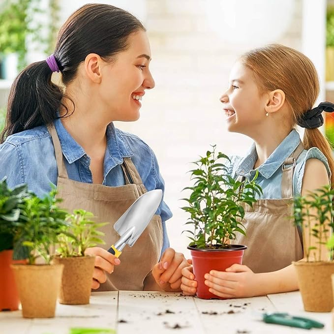 8 Pcs Garden Shovel Aluminum Alloy Heavy Duty Trowel Garden Tool Small Shovels for Digging Metal Hand Trowel Spade with Soft TPR Handle for Lawn Yard Farm Home Shop Planting