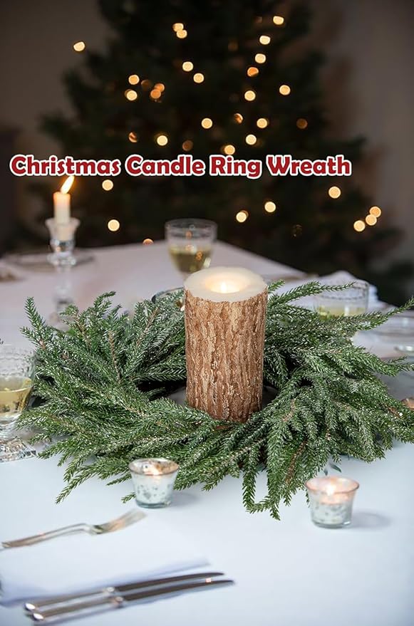 Norfolk Pine Wreath, 16 inch Christmas Wreath for Front Door Christmas Door Wreaths Artificial Pine Green Wreath for Wall Window Mantle Indoor Outdoor Christmas Decorations