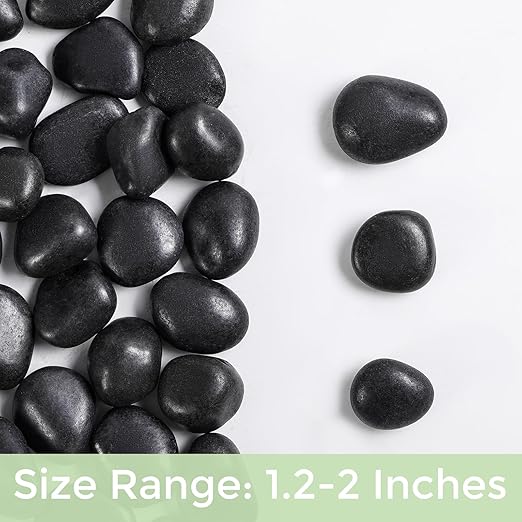 SIDONG 5 lbs Black River Rocks, 1.2-2 Inches Polished Pebbles for Indoor Plants, Aquarium Rocks Used in Fish Tank, Decorative Stones for Plants, Vases, Home DΓ©cor, Crafting, Garden Landscaping