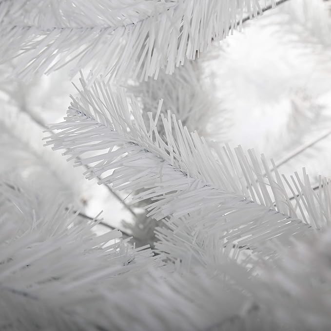 White 6ft Artificial PVC Christmas Tree with 800 Tips & Metal Stand Gorgeous Faux-Pine Xmas Tree Seasonal Holiday Decoration for Home,Office and Party