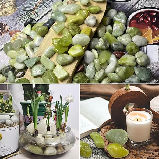 5lbs Jade Pebbles for Indoor Plants, 2-3 Inch Natural River Rocks, High Polished Decorative Stones Vase Filler Fish Tank Aquariums Landscaping Garden Outdoor and Indoor DIY