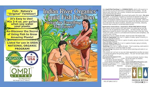 OMRI Listed Organic, Hydrolyzed Liquid Fish Fertilizer, 1 Quart / 36 ounces net wt.