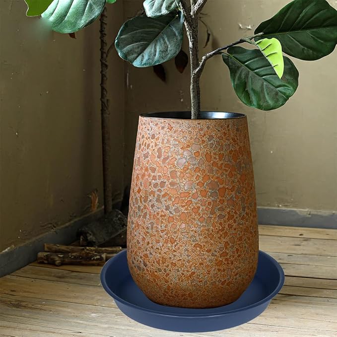 6 Pack Plant Saucer Drainage Tray, Plastic Plant Water Tray, 6 inch Flower Saucers for Indoors, Plant Dishes for Pots Base (6 inch, Blue)