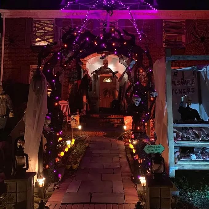 TW SHINE Halloween Lights, 200 LED 66FT Outdoor Halloween Lights Plug in with 8 Modes, Waterproof Light Outdoor, Indoor Decorations for Party Yard Haunted House Decor, Orange and Purple
