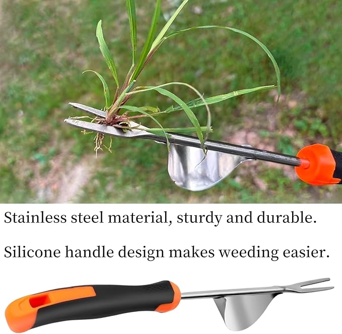 Weed Puller Tool, New Garden Weeder Tool Stainless Steel Hand Weeder Tool,4 Teethes Dual Purpose Weed Remover Tool Weeding Tools for Gardening(2PCS)