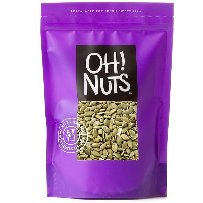 Oh! Nuts Pumpkin Seeds - Roasted Salted - 3 lb - No Shell Pepitas - Packed in New York Zip-Seal Bag for Exceptional Freshness
