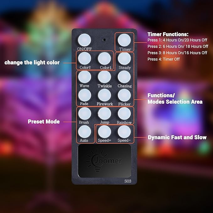 Joomer Christmas Tree Light Outdoor,7.6FT 540 LED Artificial Collapsible Birch Tree Lights with Remote Control Timer RGB Lights for Christmas Decoration